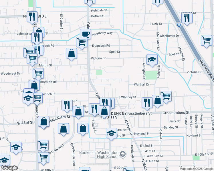 map of restaurants, bars, coffee shops, grocery stores, and more near 144 Knightsbridge Park Lane in Houston