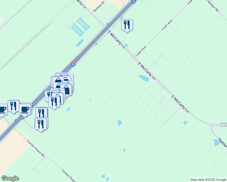 map of restaurants, bars, coffee shops, grocery stores, and more near 1001 East McCarty Lane in San Marcos