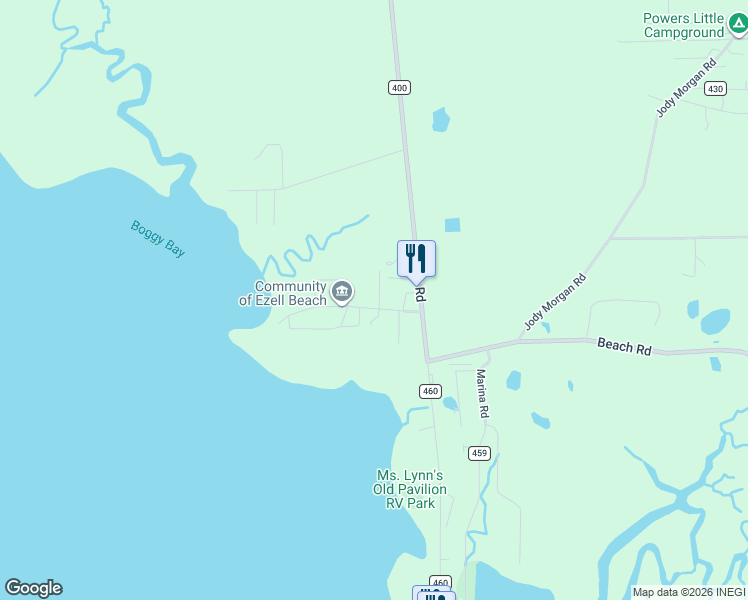 map of restaurants, bars, coffee shops, grocery stores, and more near 1510 Ezell Beach Road in Perry