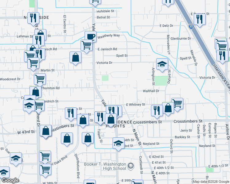 map of restaurants, bars, coffee shops, grocery stores, and more near 144 Knightsbridge Park Lane in Houston