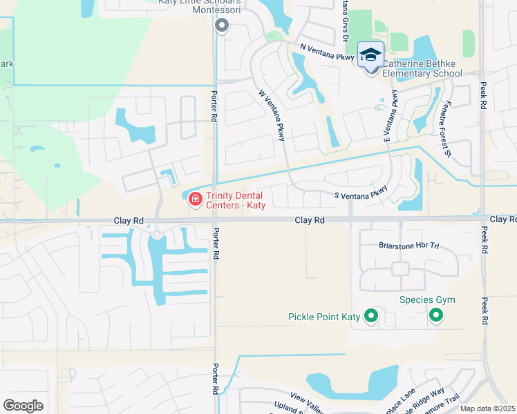 map of restaurants, bars, coffee shops, grocery stores, and more near 4015 Vicenza Avenue in Katy