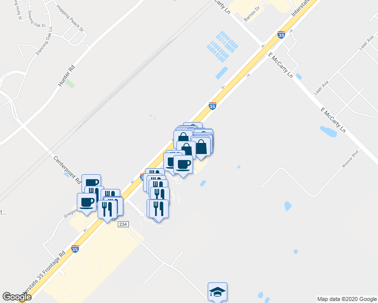 map of restaurants, bars, coffee shops, grocery stores, and more near 3939 ih-35 fc-4 in San Marcos