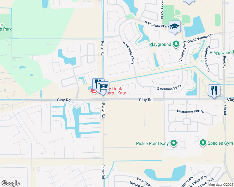 map of restaurants, bars, coffee shops, grocery stores, and more near 4015 Vicenza Avenue in Katy