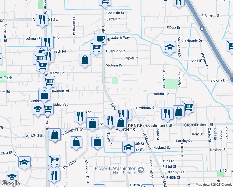map of restaurants, bars, coffee shops, grocery stores, and more near 4514 Yale Street in Houston