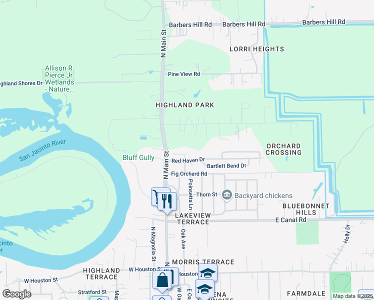 map of restaurants, bars, coffee shops, grocery stores, and more near 110 Courtland Court in Highlands