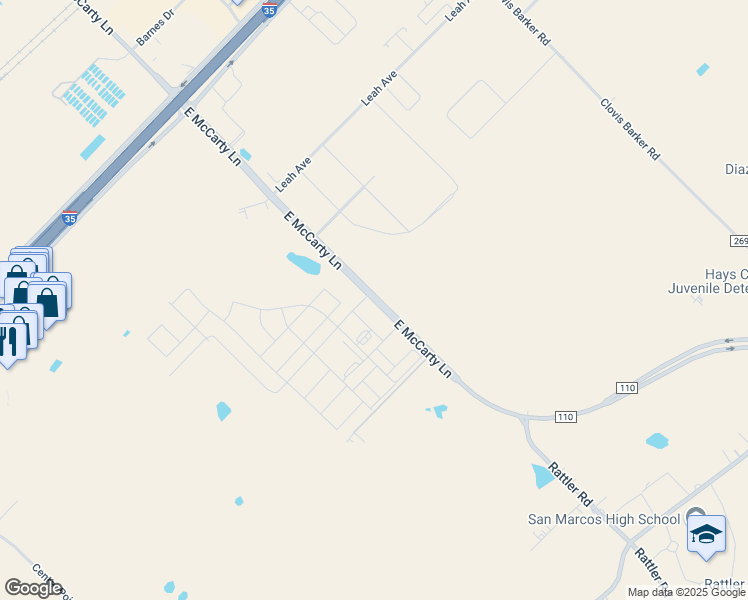 map of restaurants, bars, coffee shops, grocery stores, and more near 2244 East McCarty Lane in San Marcos