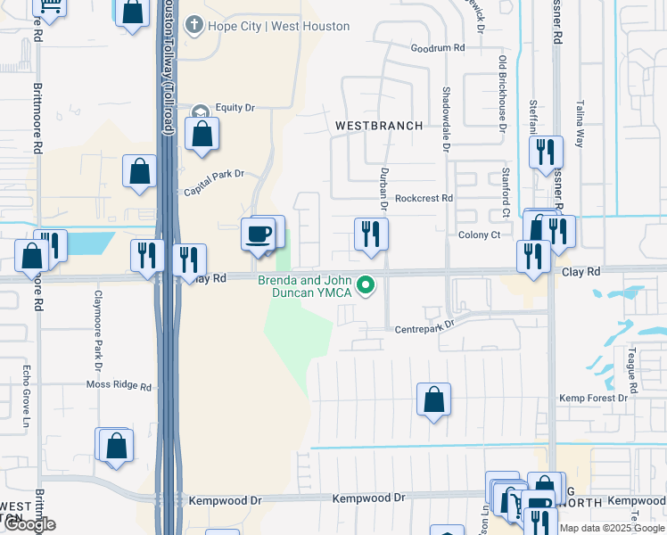 map of restaurants, bars, coffee shops, grocery stores, and more near 4302 Spring Brook Court in Houston