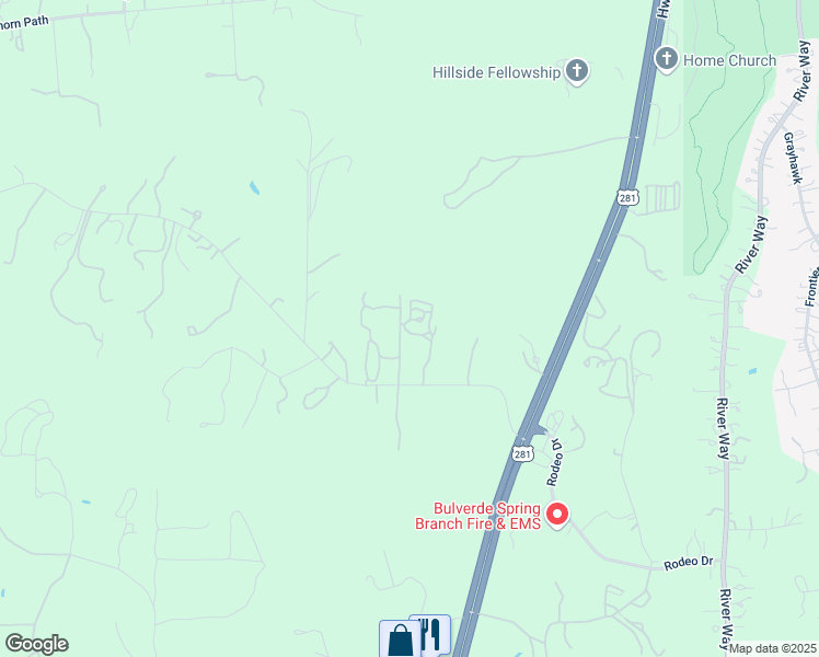 map of restaurants, bars, coffee shops, grocery stores, and more near 550 Heimer Lange Road in Spring Branch