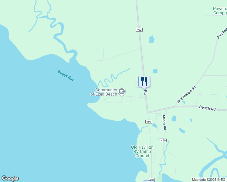 map of restaurants, bars, coffee shops, grocery stores, and more near 1640 Ezell Beach Road in Perry