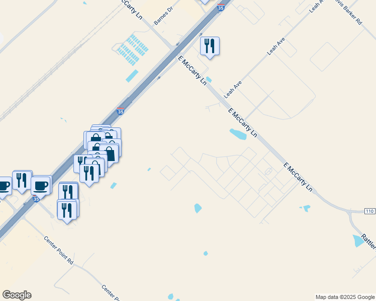 map of restaurants, bars, coffee shops, grocery stores, and more near 1001 East McCarty Lane in San Marcos