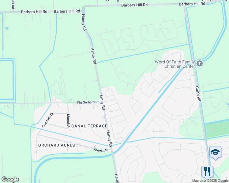 map of restaurants, bars, coffee shops, grocery stores, and more near 9215 Haney Road in Highlands