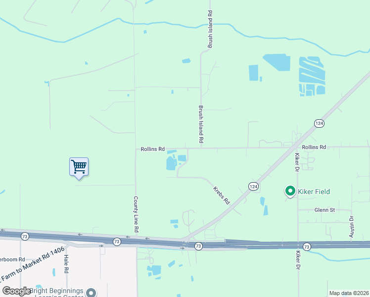 map of restaurants, bars, coffee shops, grocery stores, and more near 14691 Rollins Road in Winnie