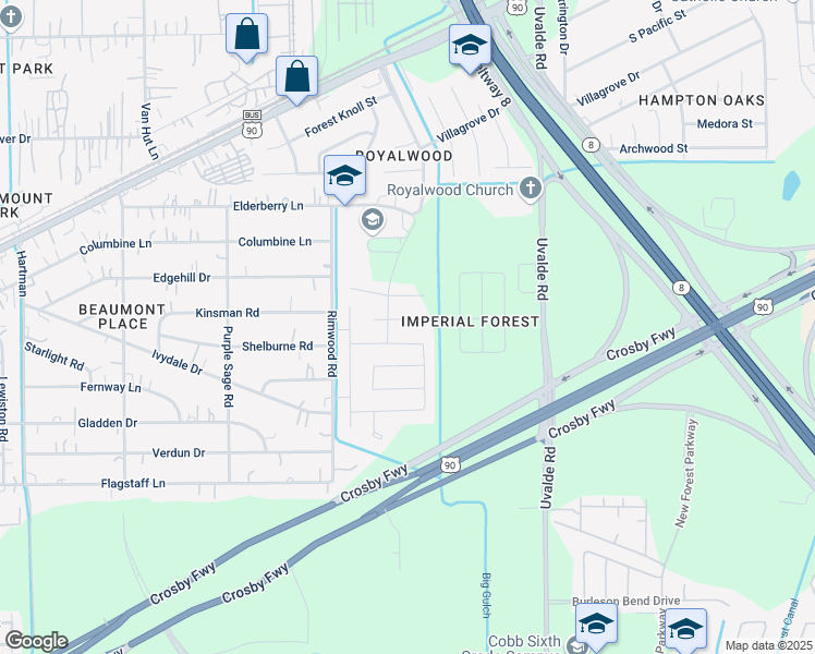map of restaurants, bars, coffee shops, grocery stores, and more near 13518 Harrow Park Lane in Houston
