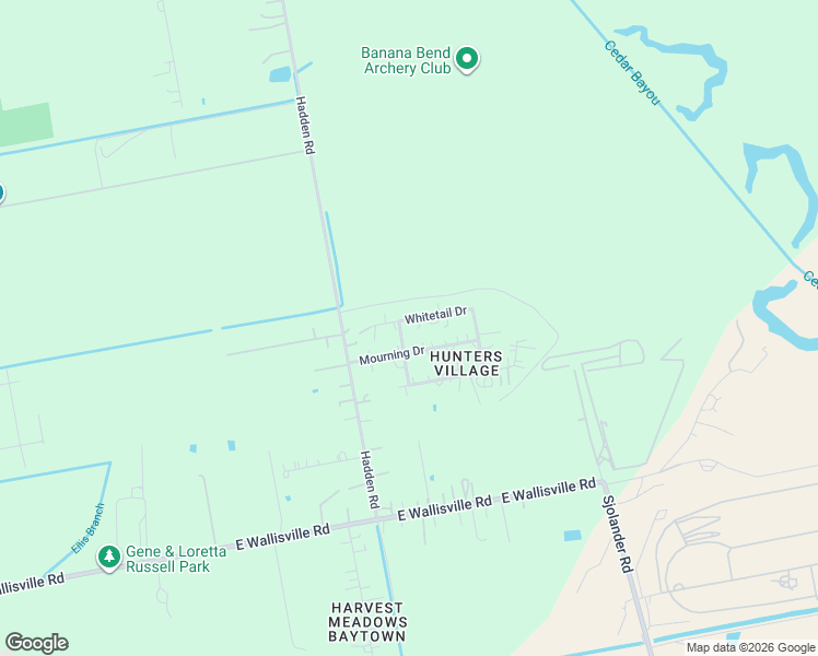 map of restaurants, bars, coffee shops, grocery stores, and more near 7226 Whitetail Drive in Baytown