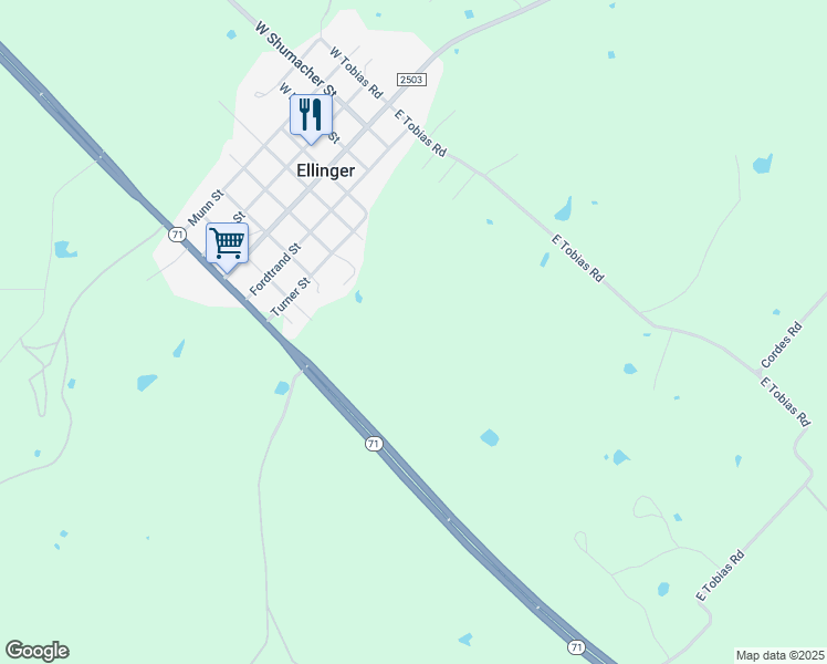 map of restaurants, bars, coffee shops, grocery stores, and more near in Ellinger