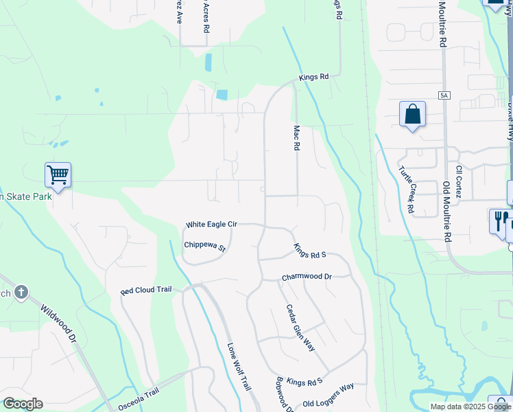 map of restaurants, bars, coffee shops, grocery stores, and more near 3235 Kings Road in St. Augustine