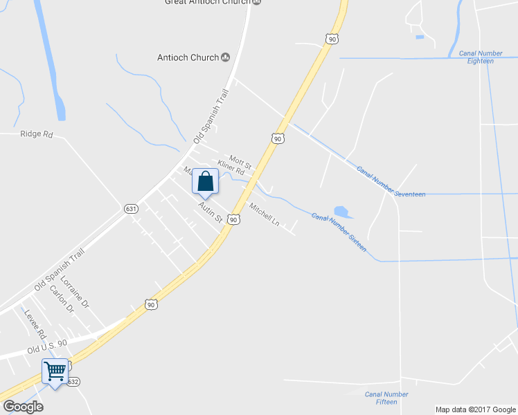 map of restaurants, bars, coffee shops, grocery stores, and more near 129 Mitchell Lane in Des Allemands