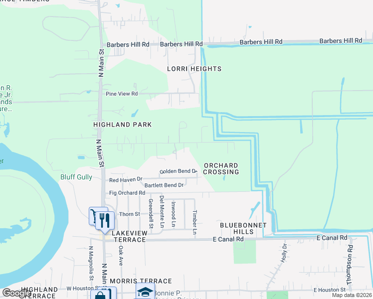map of restaurants, bars, coffee shops, grocery stores, and more near 500 Burwell Road in Highlands