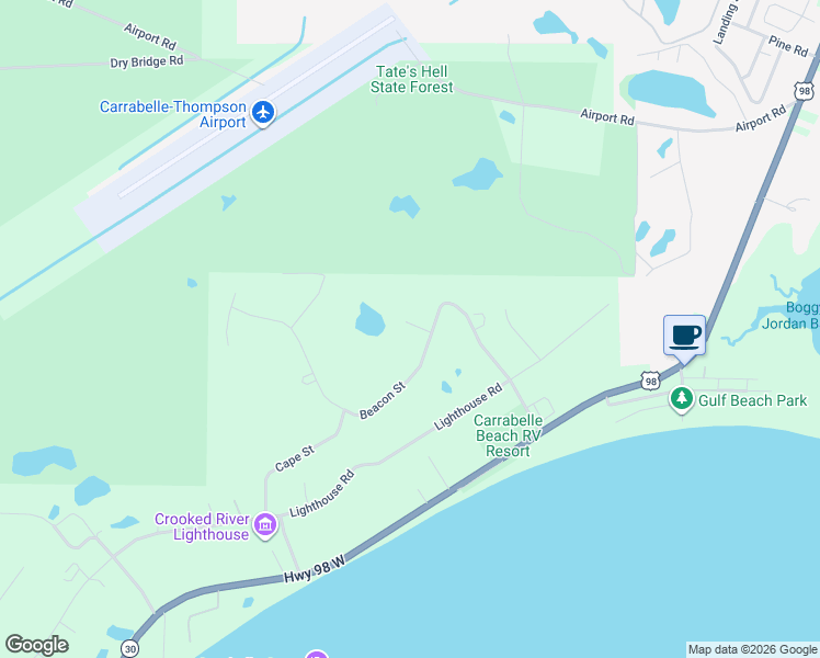 map of restaurants, bars, coffee shops, grocery stores, and more near 1843 Beacon Street in Carrabelle