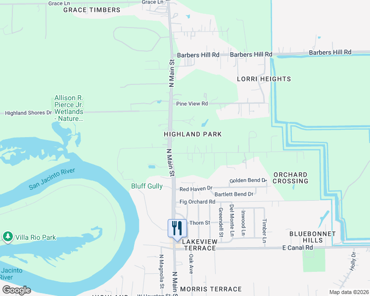 map of restaurants, bars, coffee shops, grocery stores, and more near 123 Burwell Road in Highlands