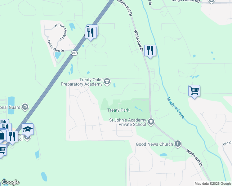 map of restaurants, bars, coffee shops, grocery stores, and more near 1555 Brinkhoff Road in St. Augustine