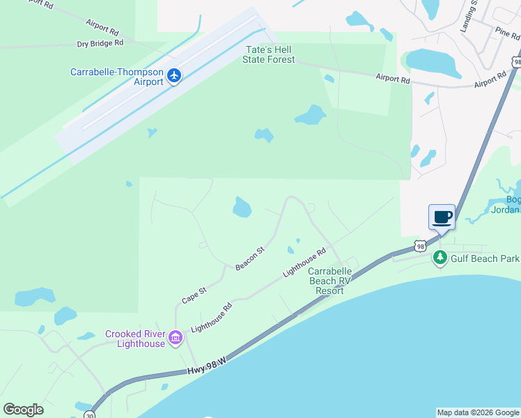 map of restaurants, bars, coffee shops, grocery stores, and more near 1843 Beacon Street in Carrabelle