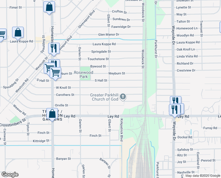map of restaurants, bars, coffee shops, grocery stores, and more near 7502 West Knoll Street in Houston