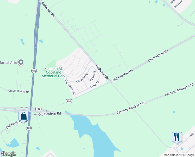 map of restaurants, bars, coffee shops, grocery stores, and more near 214 Teron Drive in San Marcos