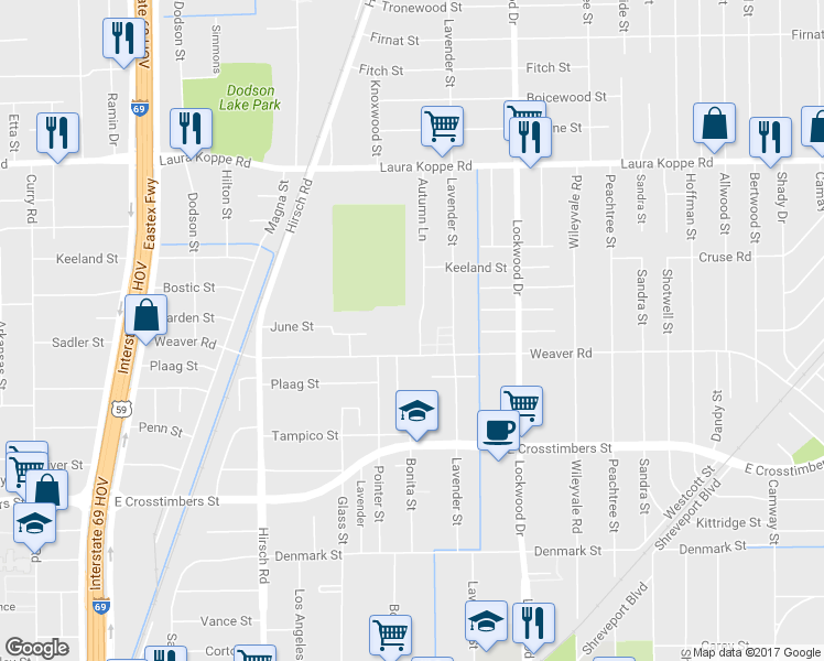map of restaurants, bars, coffee shops, grocery stores, and more near 8123 Autumn Lane in Houston