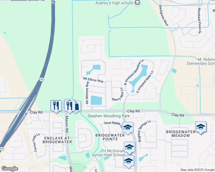 map of restaurants, bars, coffee shops, grocery stores, and more near 4142 Mount Everest Way in Katy