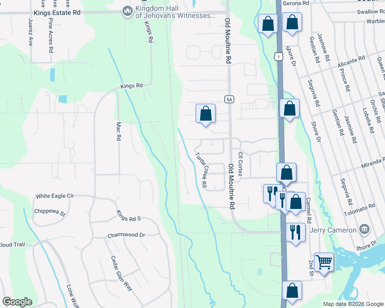 map of restaurants, bars, coffee shops, grocery stores, and more near 3217 Turtle Creek Road in St. Augustine
