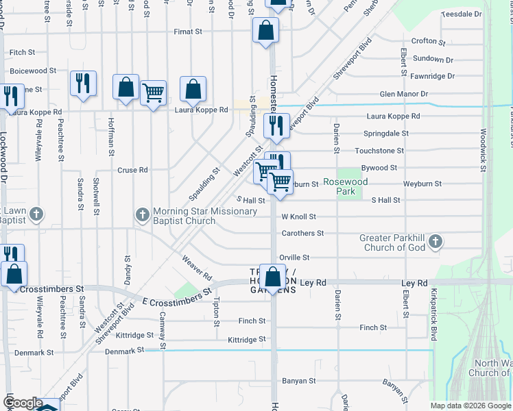map of restaurants, bars, coffee shops, grocery stores, and more near 8001 Homestead Road in Houston