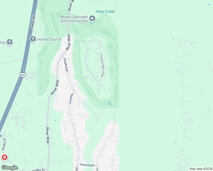 map of restaurants, bars, coffee shops, grocery stores, and more near 445 Fossil Hills Loop in Spring Branch