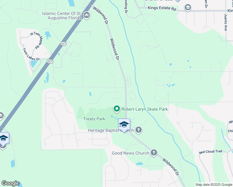 map of restaurants, bars, coffee shops, grocery stores, and more near 9 Moultrie Creek Circle in St. Augustine