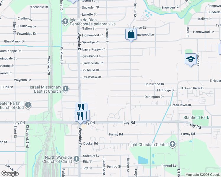map of restaurants, bars, coffee shops, grocery stores, and more near 8004 Flintridge Drive in Houston