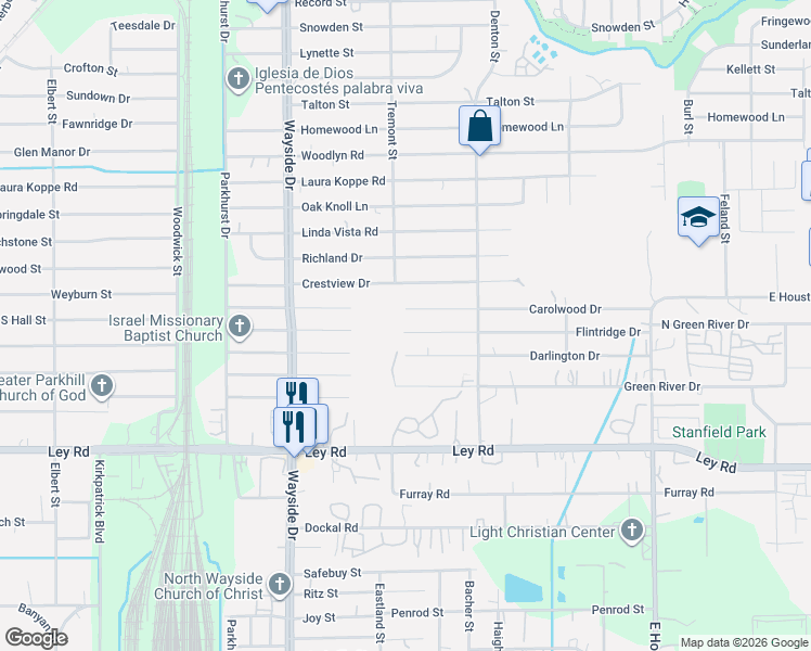 map of restaurants, bars, coffee shops, grocery stores, and more near 8004 Flintridge Drive in Houston