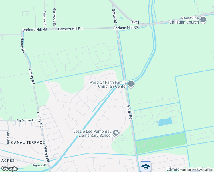 map of restaurants, bars, coffee shops, grocery stores, and more near 9491 Garth Road in Baytown