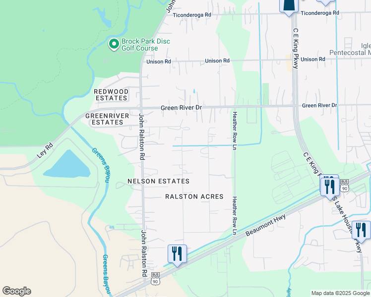 map of restaurants, bars, coffee shops, grocery stores, and more near 7618 Nodding Pines Lane in Houston