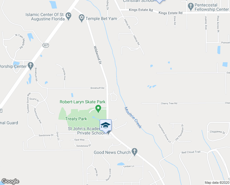 map of restaurants, bars, coffee shops, grocery stores, and more near 93 Moultrie Creek Circle in St. Augustine