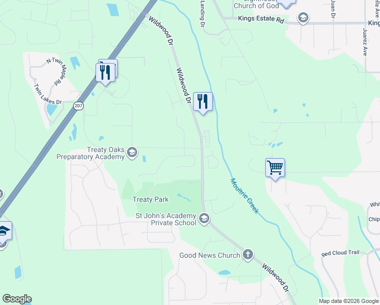 map of restaurants, bars, coffee shops, grocery stores, and more near 1700 Wildwood Drive in St. Augustine