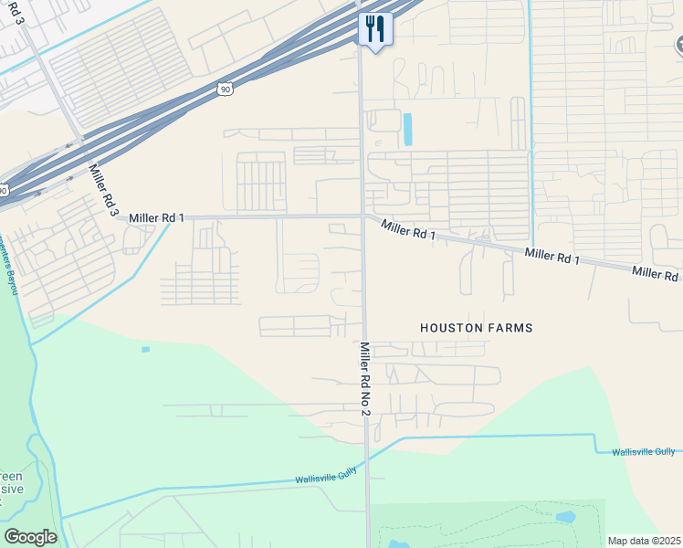 map of restaurants, bars, coffee shops, grocery stores, and more near 7801 Miller Road 2 in Houston