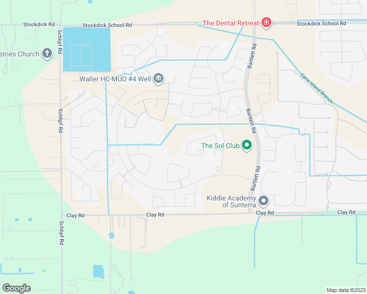 map of restaurants, bars, coffee shops, grocery stores, and more near Unnamed Road in Katy