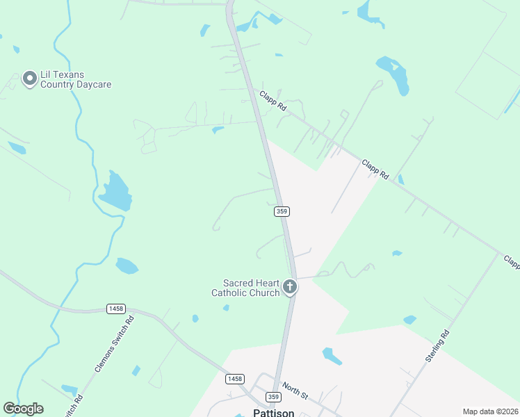 map of restaurants, bars, coffee shops, grocery stores, and more near 4801 Farm to Market 359 in Brookshire