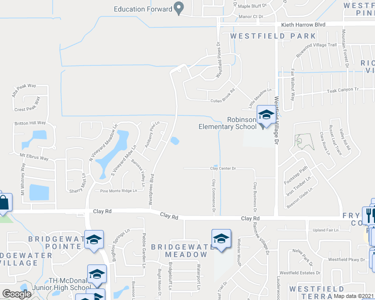 map of restaurants, bars, coffee shops, grocery stores, and more near West Green Road in Katy