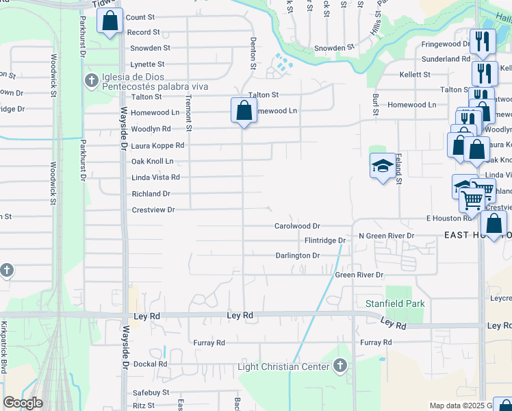 map of restaurants, bars, coffee shops, grocery stores, and more near 8226 Richland Drive in Houston