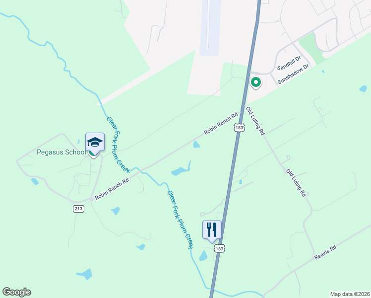 map of restaurants, bars, coffee shops, grocery stores, and more near 217 Robin Ranch Road in Lockhart