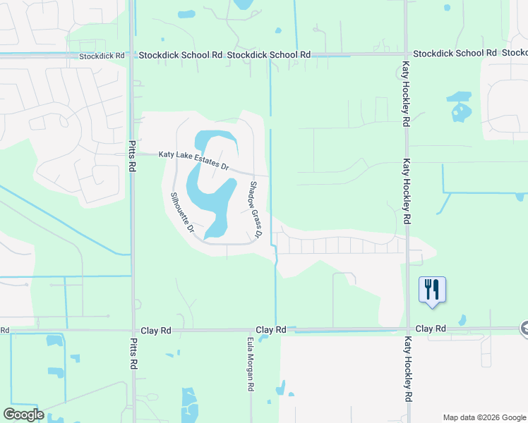 map of restaurants, bars, coffee shops, grocery stores, and more near 4630 Shadow Grass Drive in Katy