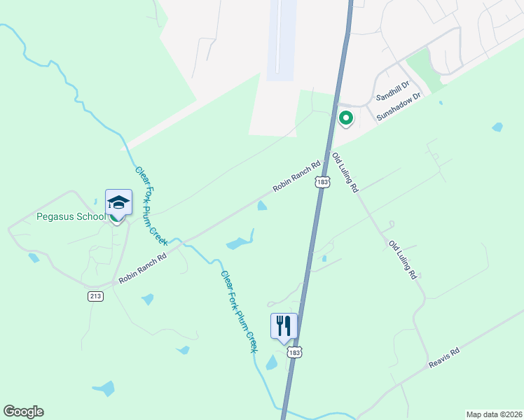 map of restaurants, bars, coffee shops, grocery stores, and more near 217 Robin Ranch Road in Lockhart