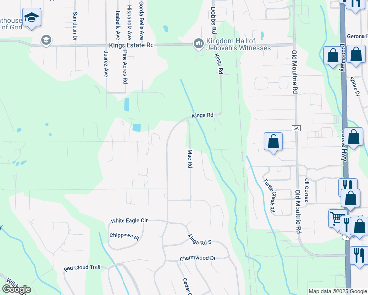 map of restaurants, bars, coffee shops, grocery stores, and more near 696 Frances Avenue in St. Augustine