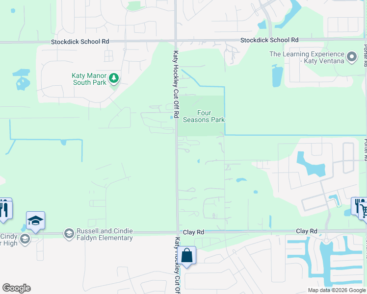 map of restaurants, bars, coffee shops, grocery stores, and more near 4600 Katy Hockley Cut Off Road in Katy